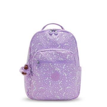 Kipling Seoul Large Printed 15" Backpack Laptopväska Lila | SE 1552YX